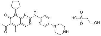 6-acetyl-8-cyclopentyl-5-methyl-2-((5-(piperazin-1-yl)pyridin-2-yl)amino)pyrido[2,3-d]pyrimidin-7(8H)-one 2-hydroxyethanesulfonate
